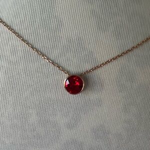 Delicate Rose Gold Chain and Red Rhinestone Pendent